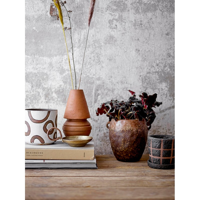 Bloomingville Flower Pot, Terracotta, White, 12x12cm