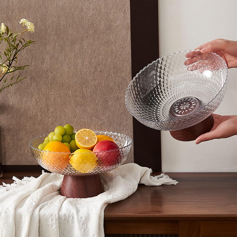 HOMTERN Fruit Bowl Comes with Draining Dase Fruit Dasket,Transparent Fruit