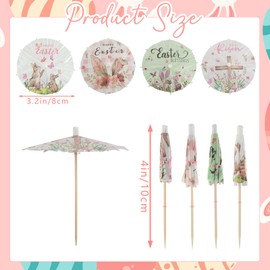 200 Pcs Easter Drink Umbrellas Cocktail Picks,Easter Paper Drink Umbrella Toothpicks Easter Cupcake Toppers for Spring Easter Party Decorations