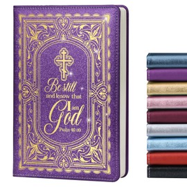 LBWCER Be Still Journal for Women,Christian Gifts for Women,200 Pages, A5 Hardcover Leather Journals for Writing,School,Travel,Business,Work,Home (Be still 46:10 Purple)