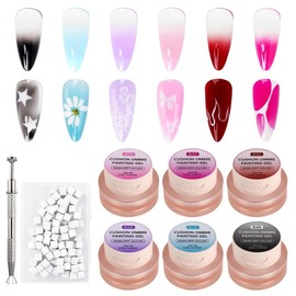 Pro Patting Gel Nail Polish 6 Colors Ombre Set Patting Pen + Sponge 100 Pieces Mesh Design UVLED Curing, 6 Pieces, 2.5g, Multicolor / 프로 패팅 젤 네일 폴리쉬 6색 옴브르 세트 패팅펜+스펀지100개 메쉬 디자인 UVLED 경화, 6개, 2.5g, 다색