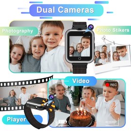 PTHTECHUS Smartwatch Children's Phone 1.54 Inch 24 Games Pedometer MP3 Music Camera Torch 3-14 Years Boy Girl Watch Gift