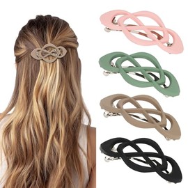 Amairver 4packs Hair Clips French Hair Barrettes for Women Pink Green Brown Black Accessories for Women Girls