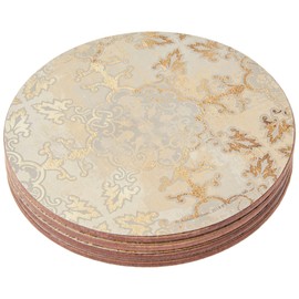 Creative Tops C000279 Cork-Backed Coasters Set with Printed Gold Impressions Design, Round, Gold / Grey, 12 cm, Set of 4