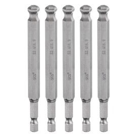 HARFINGTON 5pcs Ball End Hex Screwdriver Bit 8mm (H8.0) Tip 1/4" Hex Shank 100mm (4") Long Magnetic Ball Head Bits Industrial Grade S2 Steel Metric Screw Driver Bit