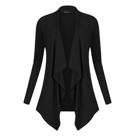 Urban CoCo Women's Vogue Long Sleeve Irregular Hem Open Front Cardigan (M, Black)