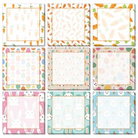9 Pieces Easter Sticky Notes Self-Adhesive Easter Rabbit Carrot Note Pads Sticky Memo Notes for School Office Home Supplies Students Teachers Present, 9 Styles