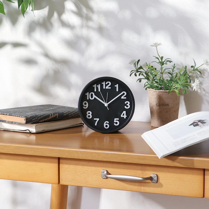 Fuji Boeki 99230 Table Clock, Black, Diameter 5.3 inches (13.4