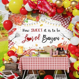 MEHOFOND 7x5ft Crawfish Boil Backdrop How Sweet It is to Be Loved Bayou Boil Crawfish Boil Happy Birthday Party Supplies Photograph Background Summer Seafood Boil Banner Photo Booth