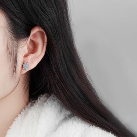 Cute Sea Turtle Stud Earrings for Women 925 Sterling Silver Post Tortoise Cubic Zirconia Earring Hypoallergenic Mini Cartilage Studs Lovely Crystal Beach Jewelry Gifts Daughter Girlfriend (Purple)