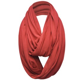 Plain 50% Cotton Blend Jersey Snood Scarf, Red