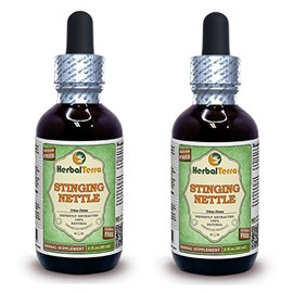 Stinging Nettle (Urtica Dioica) Glycerite, Organic Dried Leaves Alcohol-Free Liquid Extract (Brand Name: HerbalTerra, Proudly Made in USA) 2x2 fl.oz (2x60 ml)