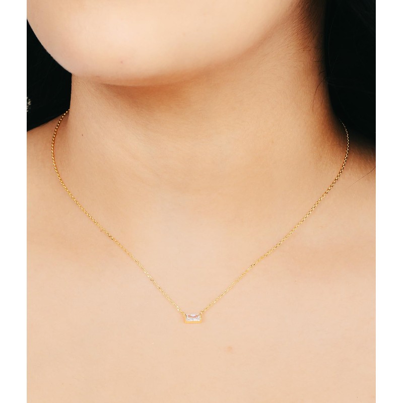 BLANK SLATE Dainty Adjustable Mini Stud Rhinestone Necklace 18k Gold