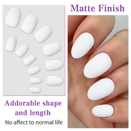 Lifextol 120pc Matte White Almond Press on Nails Short Oval Fake Nails Press ons with Glue&Sticky Tab, 12 Sizes Acrylic Nails Press on Nails Almond White Nails Glue on Nail Tips Artificial Fingernail