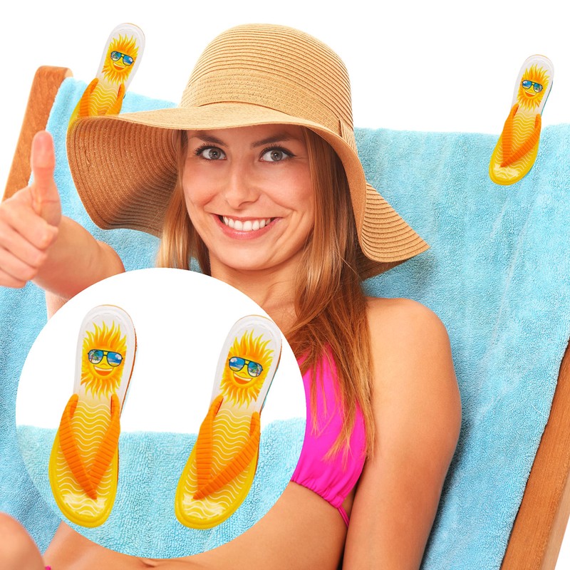 PERFORMORE Flip Flop Beach Towel Clips (Yellow), 2-Pack, Portable Towel