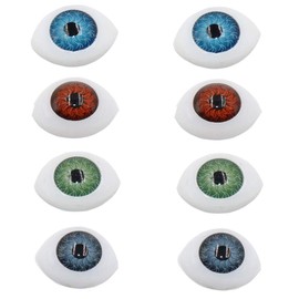 8 Pairs(16PCS) Oval Flat Hollow Back Plastic Eyes Puppet Doll Bear Craft Eyes Eyeballs Making DIY Supplies for Porcelain or Reborn Dolls Stuffed Animal Toys Troll Scary Eyes 23mm x 16mm