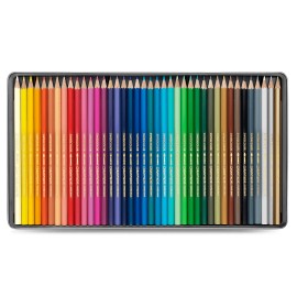 Caran d'Ache Swisscolor 40 Tin Set Water Soluble Colour Pencils Swiss Color NEW