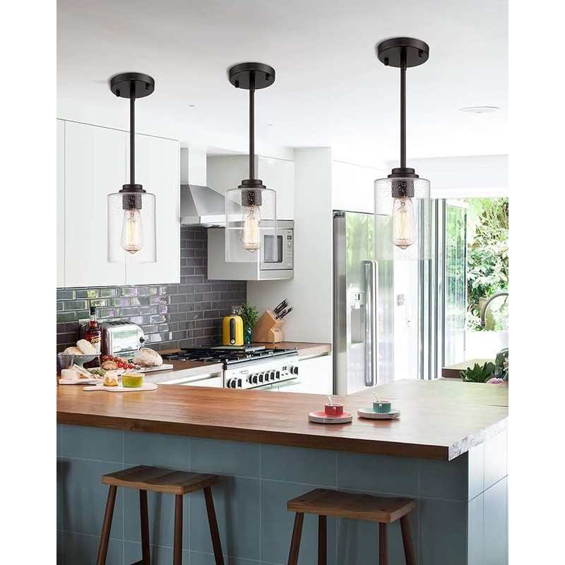 4-Pack Seeded Glass Shade Covers, Cylinder Bubble Glass Replacements Lampshade