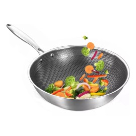 Importeek Sarten Wok Antiadherente Acero Inoxidable Induccion 32cm