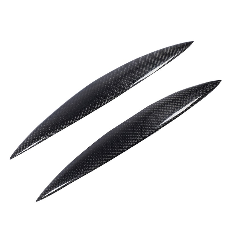 2pcs Carbon Fiber Headlight Eyebrows Left Right Glossy 3K Twill