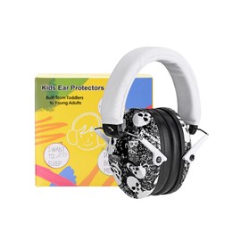 PROHEAR 032 Kids Ear Protection Safety Ear Muffs, NRR 25dB Noise Reduction Childrens Earmuffs, Adjustable Headband Hearing Protectors for Concerts, Racing, Airports - Skull Pattern