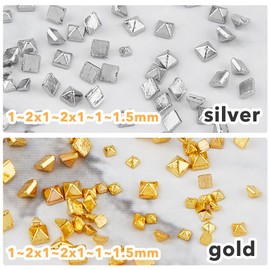 HOBBIESAY 1200Pcs 6 Styles 2 Color Mini Metal Rivet Punk Nail Charms 1-1.5mm Gold Silver Nail Charms Cone Nail Art Studs Alloy Spike Studs Nail for Women Art Charms Nail Supplies