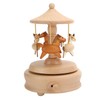 Cute Music Box Wooden Rotating Musical Box Wood Crafts Birthday