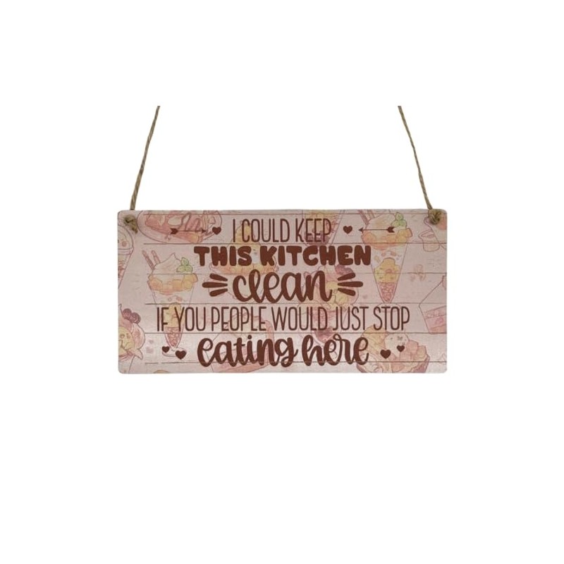 Second Ave Funny Keep Kitchen Clean Wooden Hanging Rectangle Home