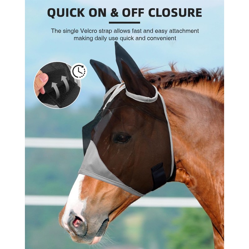 Hilltown Adjustable Fly Mask for Horse with Ears - Horse,