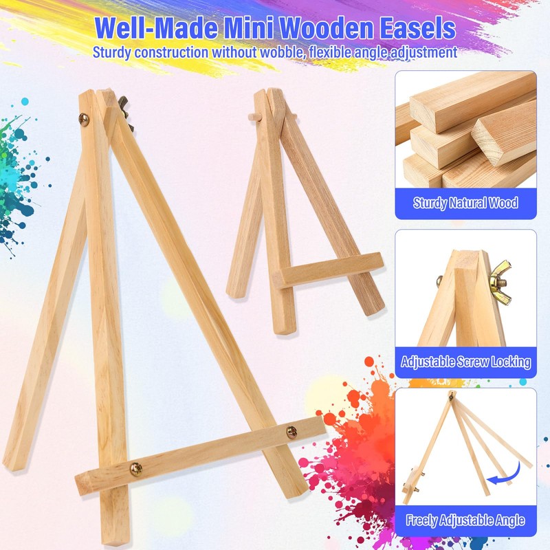 Jupwalz 24 Pack Wood Easels for Painting and Display (9