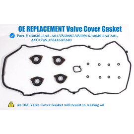 HIHIAV 12030-5A2-A01 Engine Head Valve Cover Gasket &Gasket Maker 3oz for Honda Accord 2.4L K24, EX, EX-L, LX,LX-S,Coupe,Sedan, Sport Sedan,2-Door,4-Door, 2013, 2014, 2015, 2016, 2017,13,14,15,16,17.