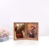 TOFOREVO 5x7 Double Picture Frame Rustic Brown Wooden Hinged Beveled
