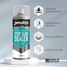 JENOLITE Stop Leak Sealer Spray | Waterproof Sealant | Fills, Seals & Stops Leaks | White | 400ml (14 Ounces)