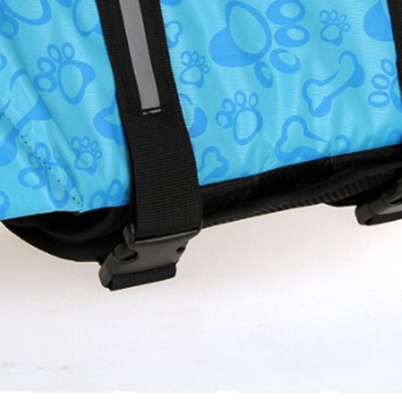 Dog Life Jacket Blue Bone Pattern Reflective Pet Dog Lifesaver