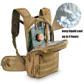 Tactical Hydration Pack Backpack, Military Molle Water Backpack for Hiking Running Cycling Climbing Hunting Fishing(No Water Bladder Included) (Tan)