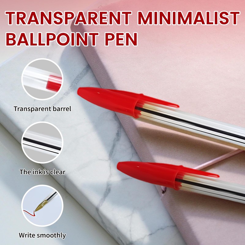 10 Pack Red Ballpoint Pens – 1.0mm Medium Tip Biros