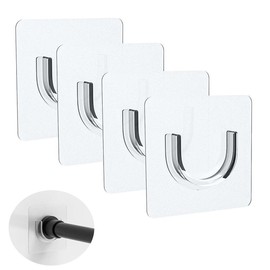 Adhesive Shower Rod Holders No Drilling Heat Resistant Waterproof Max Load 30 lbs Tension Rod Holders for Wall 4 Pieces Transparent Rod Not Included - Color: M-1.57in-white