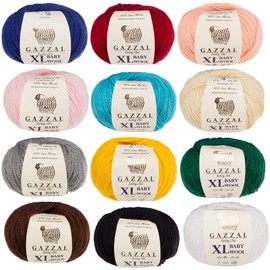 3 Pack (Ball) Gazzal Baby Wool XL Total 5.28 Oz / 328 Yrds, Each Ball 1.76 Oz (50g) / 109 Yrds (100m) Super Soft, Medium-Worsted Yarn, 40% Lana Merino 20% Cashmere Type Polyamide, Yellow-812
