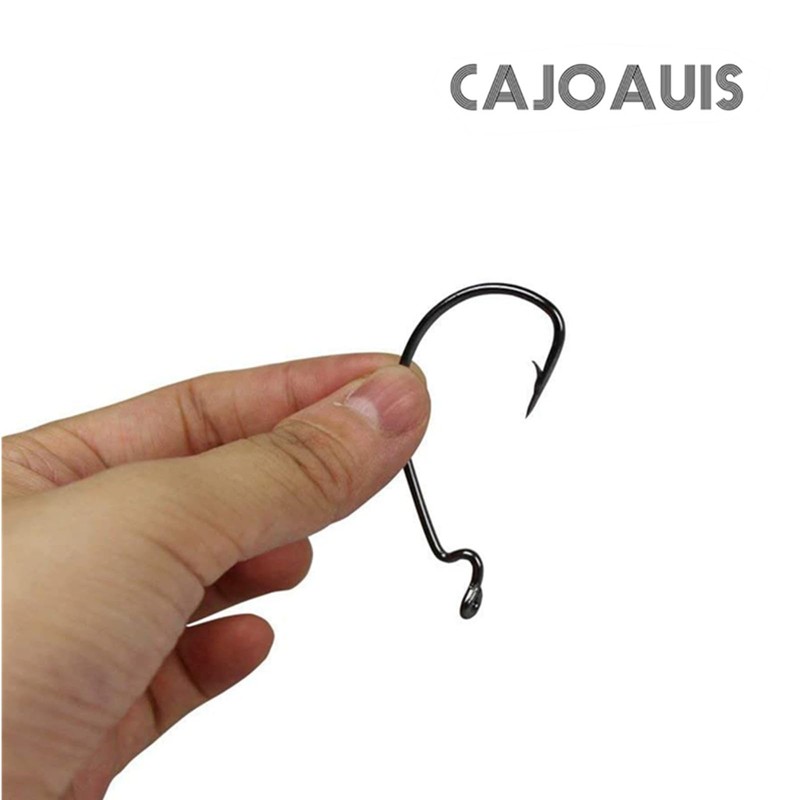 Cajoauis - 100 ganchos de pesca de gusano compensados, color