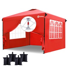 Sekey 10x10 Pop Up Canopy with 4 Sidewalls, One Push Setup Instant Outdoor Gazebo, Instant Easy Up Canopy with UPF50+ Top, 4 Weight Bags for Events, Beach, Patio, Camping