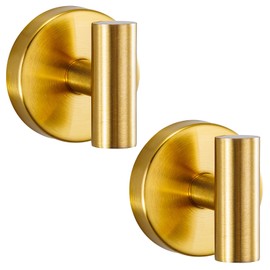 warlve Suction Cup Hooks No Drill Stainless Steel Shower Hooks Towel Hook Robe Hook Heavy Duty on Smooth and Non-Porous Surfaces in Bathrooms Kitchen Bedroom (2, Brushed Gold)