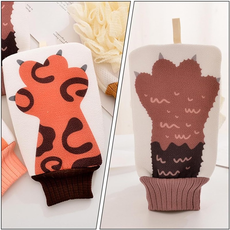 Guantes de baño exfoliantes WOONEKY 4 piezas – Diseño conejo