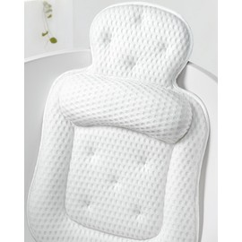 Bath Pillows for Tub, Comfortable Bathtub Cushion for Head and Neck with Soft 3D Mesh Fabric and 54 Non-Slip Suction Cups, Relaxing Tub and Shower Accessories Spa Gift White Standard
