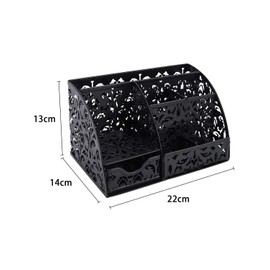 EasyPAG Office Metal Desk Tidy Versatile Stationery Storage Desktop Sticky Note Organiser Pen Holder with Drawer,Black