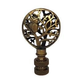 Royal Designs, Inc. Decorative Owl On Tree Finial for Lampshade, Antique Brass - Pack of 1