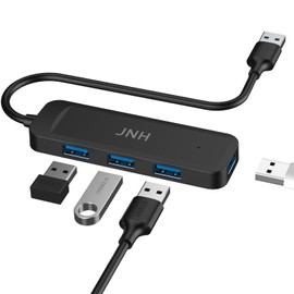 USB Hub, JNH USB 3.2 Gen1 4 Ports 5Gbps High Speed Transfer, USB-A Expansion, USB HUB, Bus Powered, Lightweight, Compatible with Windows MacBook OS, Linux, Work from Home