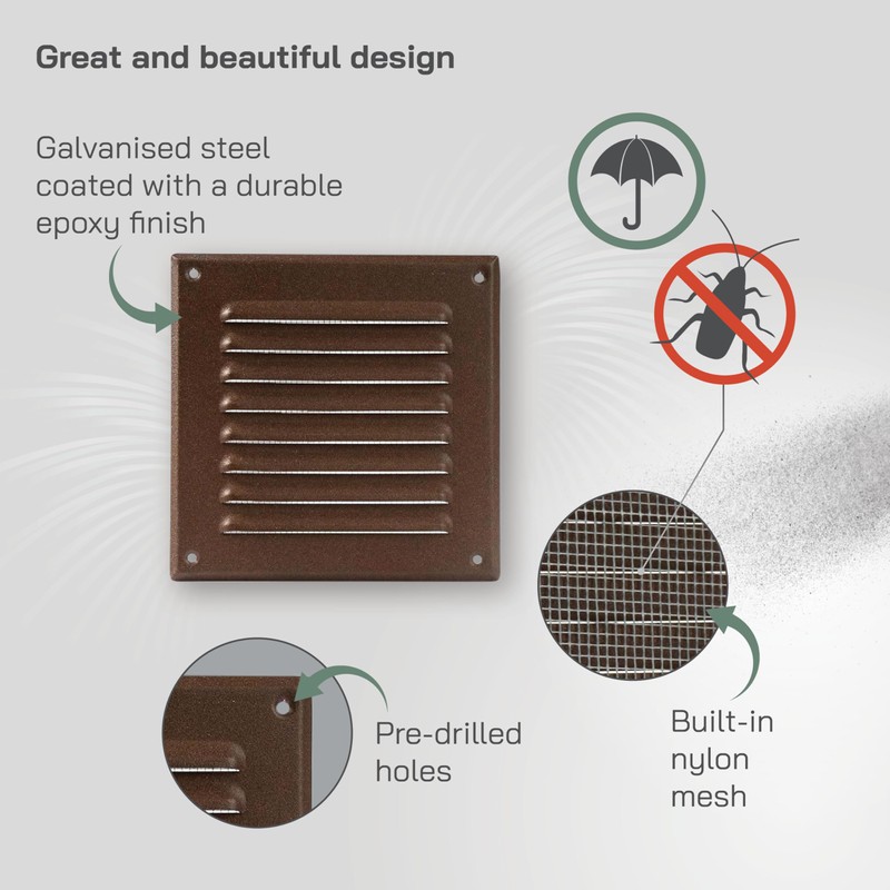 Vent Systems 5 x 5 Inch (Duct Opening Size) Brown