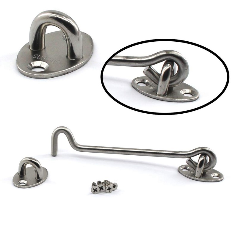(4 Pieces) 304 Stainless Steel Cabin Hooks Door Latch Hook
