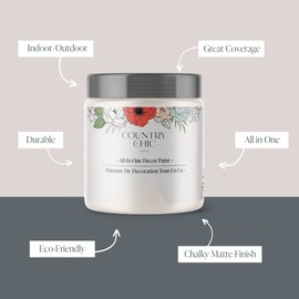 Country Chic All-in-One Chalk Paint for Furniture, Cabinets, Home Decor, Eco-Friendly, Matte Finish, Built-In Primer & Top Coat for Wood, Metal - Crinoline (Off White) - Quart 32 oz (950 ml)