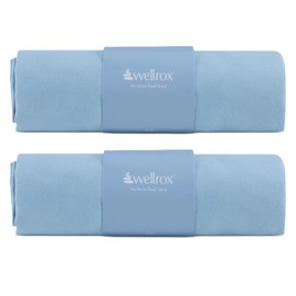Wellrox Microfiber Hand Towel- Absorbent Sweat Towels, Workout Towels for Women- Yoga Mat Towel for Pilates, Hot Yoga, Gym Workouts (2 Pack, Blue)